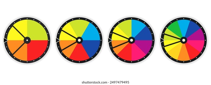 4-10 section blank wheel of fortune icon set. Clipart image isolated on white background