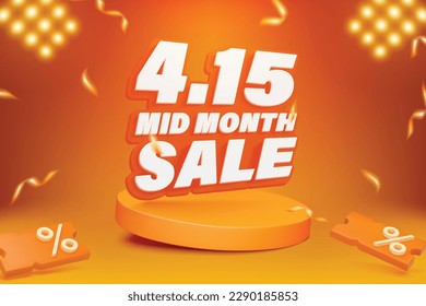 4.15 3D Mid month sale banner template design for web or social media.