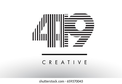 419 Black and White Number Logo Design with Vertical and Horizontal Lines.