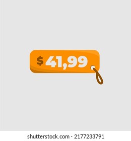 Icono de etiqueta de precio de $41.99 vectorizado naranja