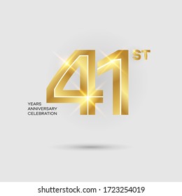 41st 3D gold anniversary logo isolated on elegant background, vector design for celebration purpose