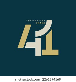 Logo de 41ª, 41 años, cumpleaños, elemento Diseño de plantilla vectorial para cumpleaños, invitación, boda, jubileo e ilustración de tarjeta de saludo.