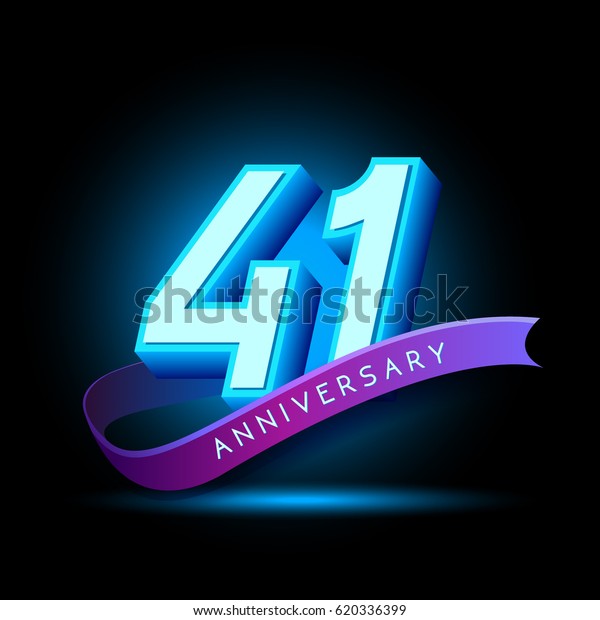 41st Anniversary 3d Text Glow Effect Stock Vector (Royalty Free ...