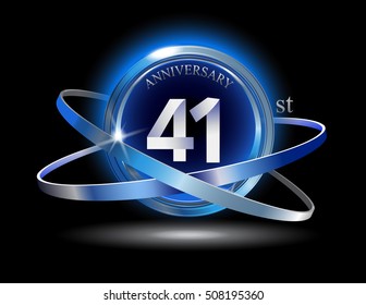 41st anniversary with blue ring graphic elements on black background