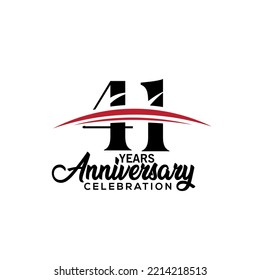 41st anniversary celebration design template for booklet with red and black colour , leaflet, magazine, brochure poster, web, invitation or greeting card. Vector illustration.
