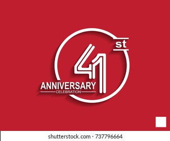 41st anniversary celebration logotype with linked number in circle isolated on red background