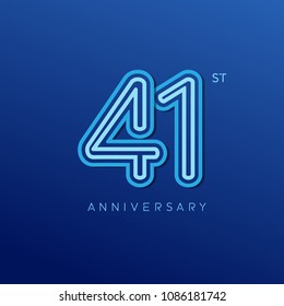 41st anniversary celebration logotype. anniversary logo with blue line color isolated on dark blue background, vector design for celebration, invitation card, and greeting card