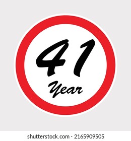 Celebración del 41° aniversario con el anillo rojo sobre fondo aislado gris