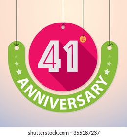 41st Anniversary - Colorful Badge, Paper cut-out