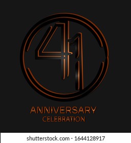 41º Aniversario con elegantes motivos en línea negra en círculos, diseño de plantilla para el aniversario de la web, afiche creativo, folleto, volante, revista, tarjeta de invitación