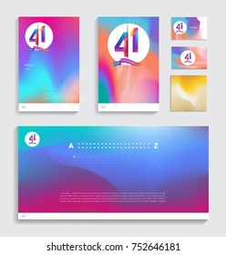 41st anniversary with Fluid colors covers set. celebration template Good for cover, placards, poster, banner, background, flyer design