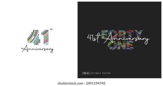 Diseño de logotipo de 41 aniversario, Plantilla de Vector editable.
