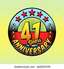 41st anniversary logo. Vector and illustrations. Comics anniversary logo.