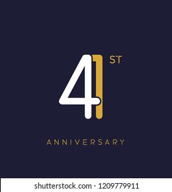 41st anniversary logo.overlapping number with simple monogram color. vector design for greeting card and invitation card.