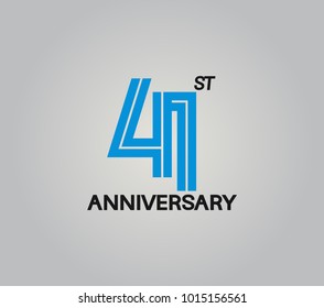 41st anniversary logotype with multiple line style blue color isolated on white background for celebration