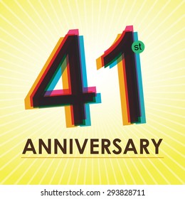 41st Anniversary poster / template design in retro style - Vector Background