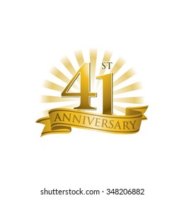 41st anniversary ribbon logo with golden rays of light