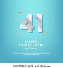41st anniversary vector template with a white number and confetti spread on a gradient background