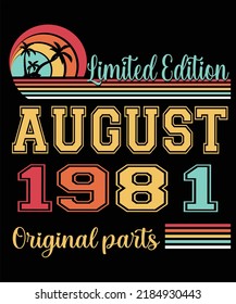41st Birthday Vintage Legends Born In August 1981 41 Years Old Retro Birthday Ideas Beach Palm Tree