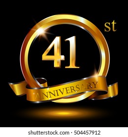 41st  golden anniversary logo, 41 years anniversary celebration with ring and ribbon.