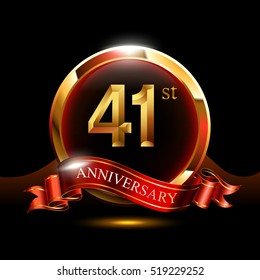 41st golden anniversary logo. with ring and ribbon.
