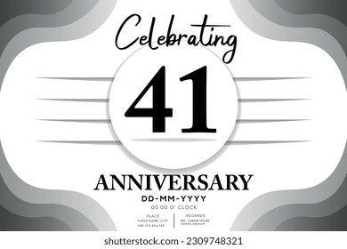 41st  year anniversary flat black color logotype style with hand lettering on white background