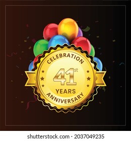 41st years Anniversary Celebration Design, Vector illustration design.

