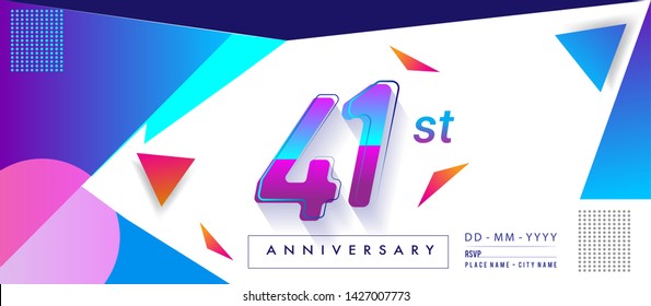41st years anniversary logo, vector design birthday celebration with colorful geometric background and circles shape.