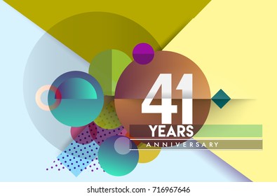 41st years anniversary logo, vector design birthday celebration with colorful geometric background and circles shape.