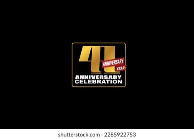 41th, 41 years, 41 year anniversary  celebration rectangular abstract style logotype. anniversary with gold color isolated on black background, vector design for celebration vector