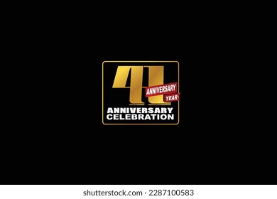 41th, 41 years, 41 year anniversary celebration rectangular abstract style logotype. anniversary with gold color isolated on black background, vector design for celebration vector