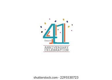 41th, 41 years, 41 year anniversary 2 colors blue and orange on white background abstract style logotype, vector design for celebration vector