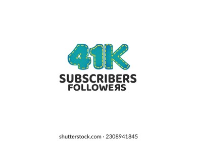 41th, 41 years, 41 year anniversary Subscribers Followers for internet, social media use - vector