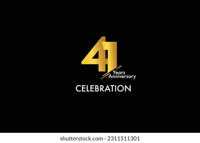 41th, 41 years, 41 year anniversary gold color on black background abstract style logotype. anniversary with gold color isolated on black background, vector design for celebration vector