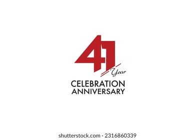 41th, 41 years, 41 year anniversary with red color isolated on white background, vector design for celebration vector