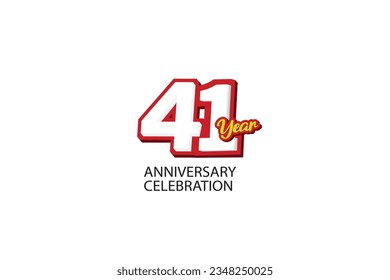 41th, 41 years, 41 year anniversary minimalist logo, jubilee, greeting card. Birthday invitation, sign. Red space vector illustration on white background - Vector