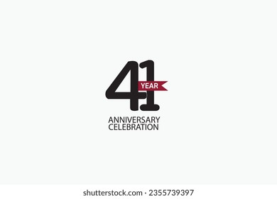 41th, 41 years, 41 year anniversary minimalist logo, jubilee, greeting card. Birthday invitation, sign. Red space vector illustration on white background - Vector