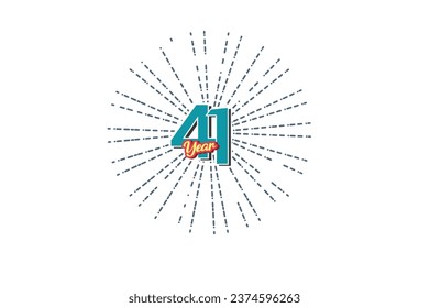 41th, 41 years, 41 year anniversary year anniversary blue color number with line behind on white background for card, wallpaper, greeting card, poster-vector