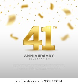 41th anniversary celebration with gold glitter color and white background. Vector design for celebrations, invitation cards and greeting cards.