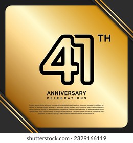 41th anniversary celebration template design with simple and luxury style in golden color, vector template