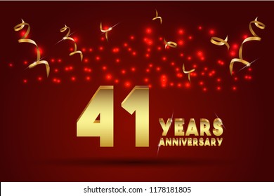 41th Anniversary gold numbers. background for anniversary