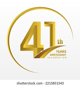 41th Anniversary Logo, Logo design for anniversary celebration with gold color isolated on white background, vector illustration