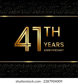 Diseño del logo del 41º aniversario con concepto de doble línea. Estilo de línea Art. Logo del número de oro. Ilustración de plantillas de vectores