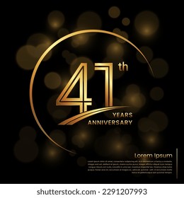 41th Anniversary logo design with double line numbers. Golden anniversary template. Vector Logo Template