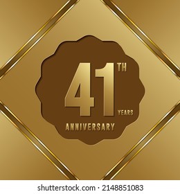 41th anniversary logotype. Anniversary celebration template design with golden ring for booklet, leaflet, magazine, brochure poster, banner, web, invitation or greeting card. Vector illustrations.