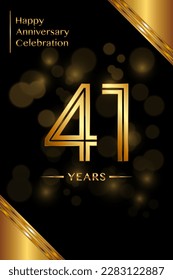 41th Anniversary template design with double line numbers. Golden anniversary template. Vector
