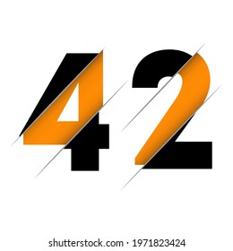 42 4 2 Number Logo Design with a Creative Cut and Black Circle Background. Creative logo design.
