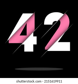 42 4 2 Number Logo Design with a Creative Cut and Black Circle Background. Creative logo design.