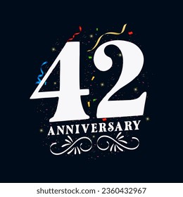 42 Anniversary luxurious Golden color 42 Years Anniversary Celebration Logo Design Template