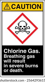 42 ANSI Z535 GHS Chemicals Label and Hazard CAUTION Chlorine Gas Breathing Gas Will Result in Severe Burns or Death Vertical Black